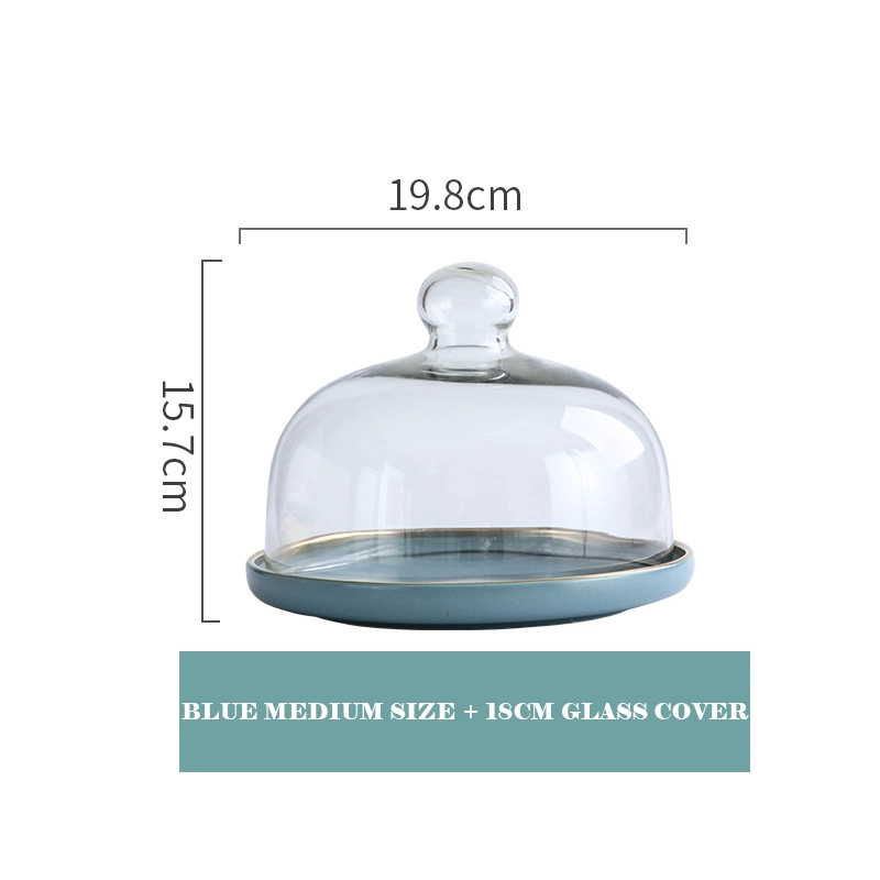 Kitchen Supply Food Cake Ceramics to Rotate Protector Round Glass Cover