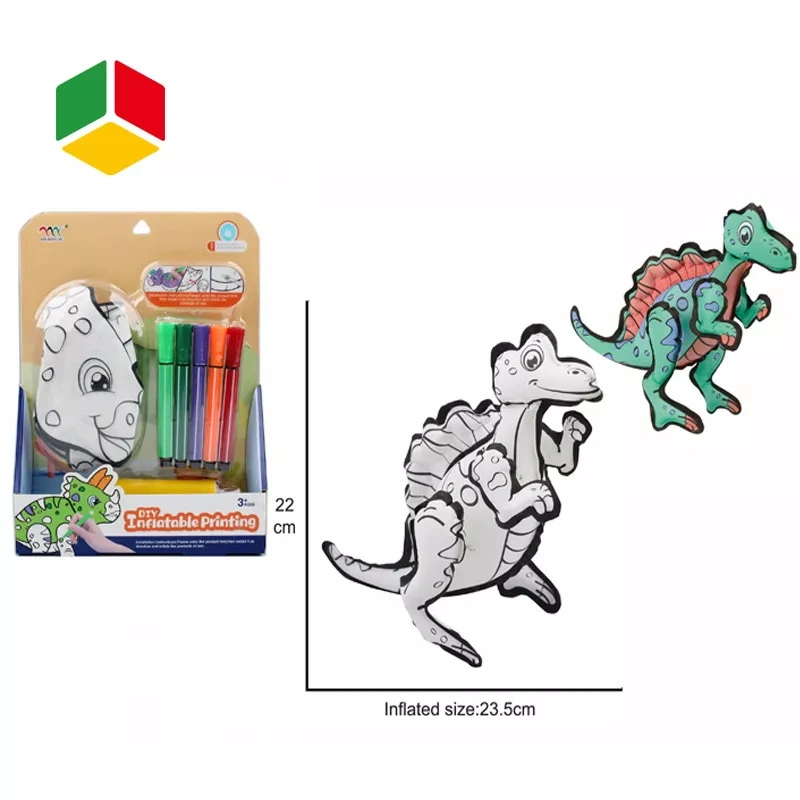 Qstoys Kit de peinture de dinosaures Jouet sûr Artisanat d'animaux dinosaures gonflables lavables Peinture 3D DIY Jouets créatifs pour enfants.