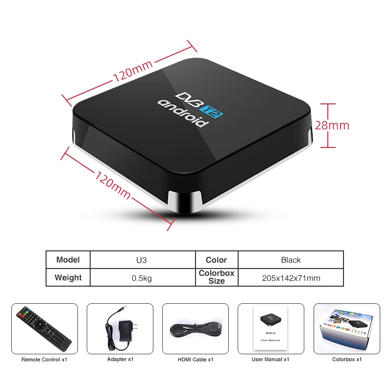 Set-Top-Box mit WiFi 4K H. 265 (HEVC) Ott T2 Android TV Receiver Android7,1