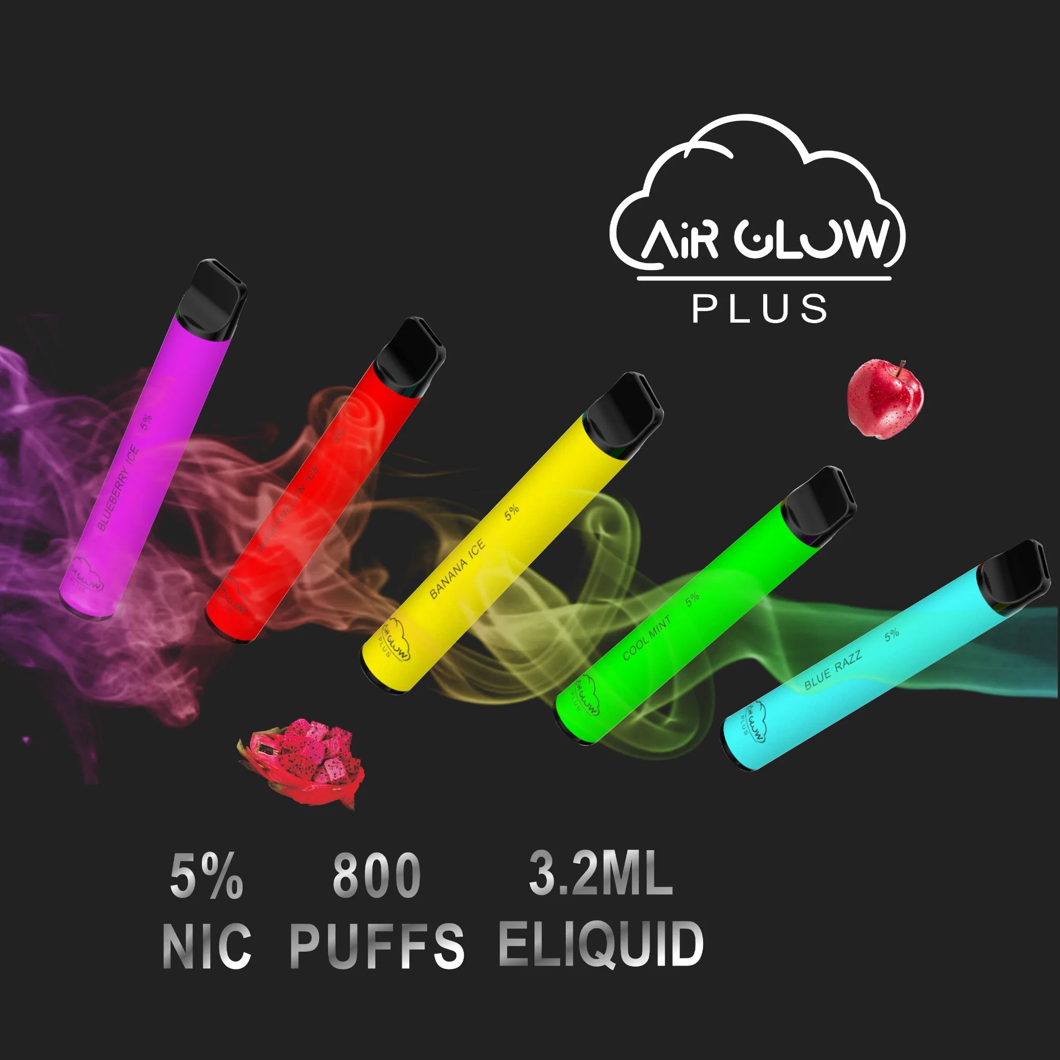 Air Glow Plus OEM 2% солевой солевой солевой солевой солевой солевой 800puffs одноразовый электронный Сигарета