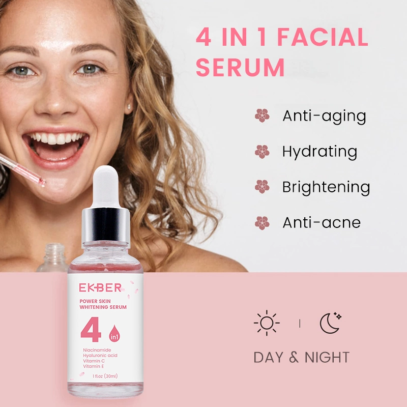 Customize Logo 4 in 1 Power Facial Serum Private Label Skin Facial Care Brightening Hyaluronic Acid Vitamin C