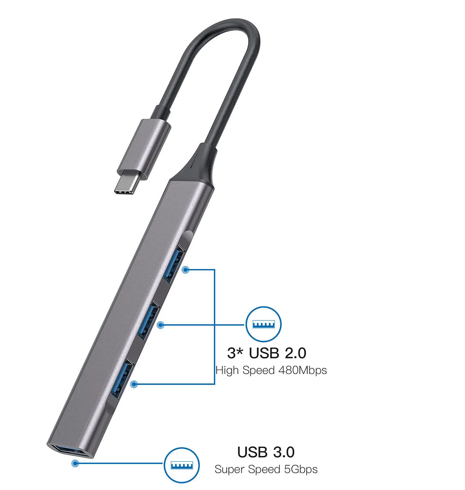 Estação de ancoragem portátil por grosso tipo C para porta Ethernet PD USB Hub USB3.0