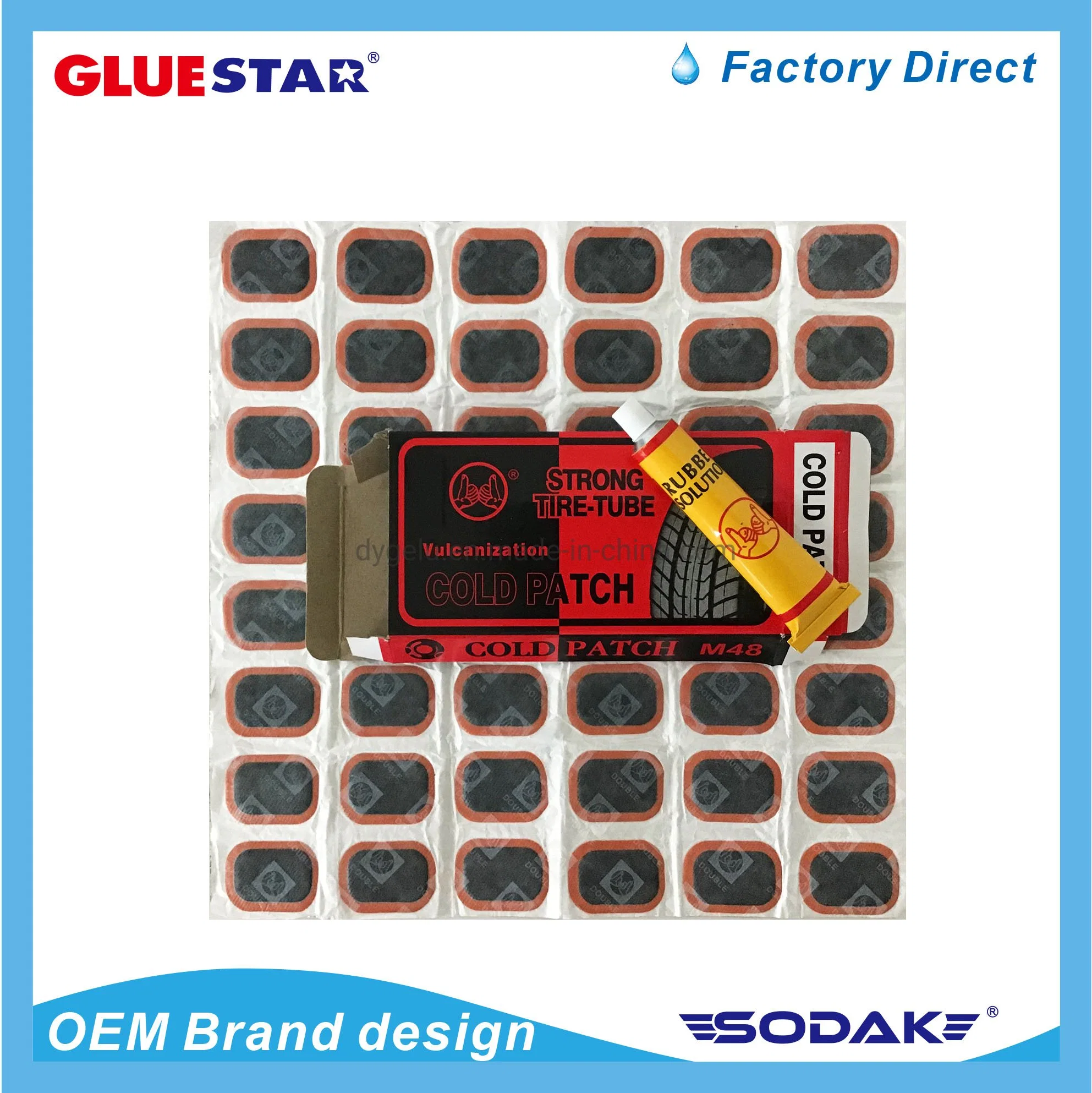 Bicycle Tire Inner Tube Patch RS4801 25mm Round Patches + 20cc Glue 48PCS/Box, 200box/Carton