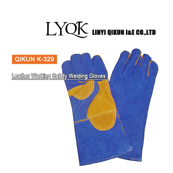 K-325 llena la división de la vaca de goma de la camisa de cuero Cuff Palm proteger la seguridad de trabajo de la mano de obra industrial guantes de soldadura