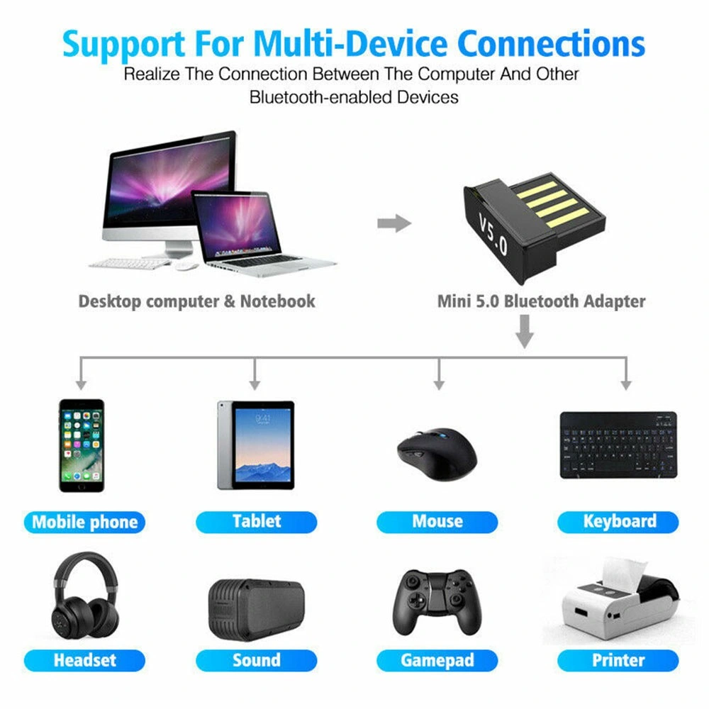 New Product Mini Bt Bluetooths 5.0 Wireless Receiver Dongle USB Adapter