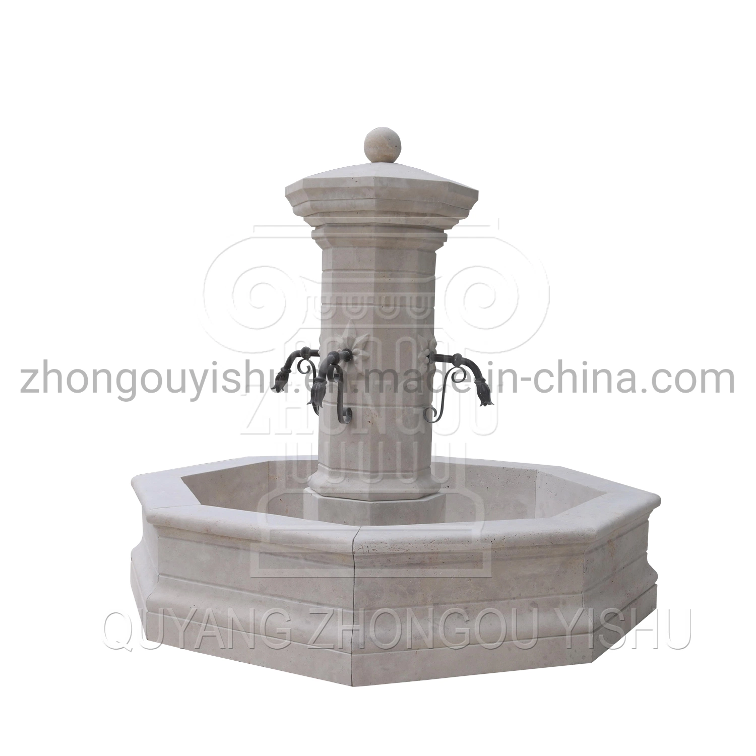 Outdoor Travertine Three Tier Bowl Basin Water Fountain