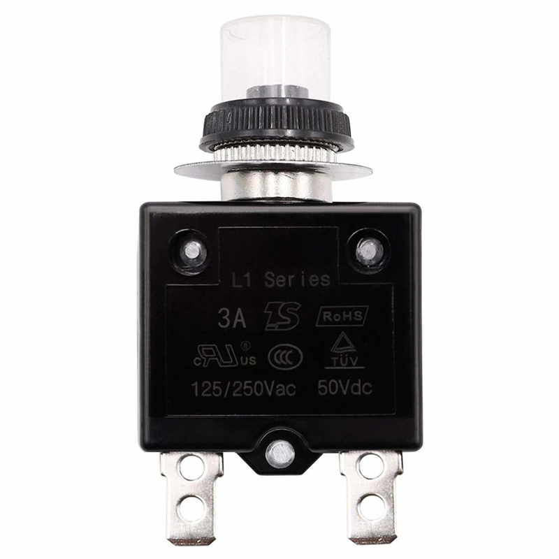 L1 proteção contra disjuntor térmico CC 50 V CA 250 V Bakelite Botão de pressão reinício manual automático com botas impermeáveis para tomada