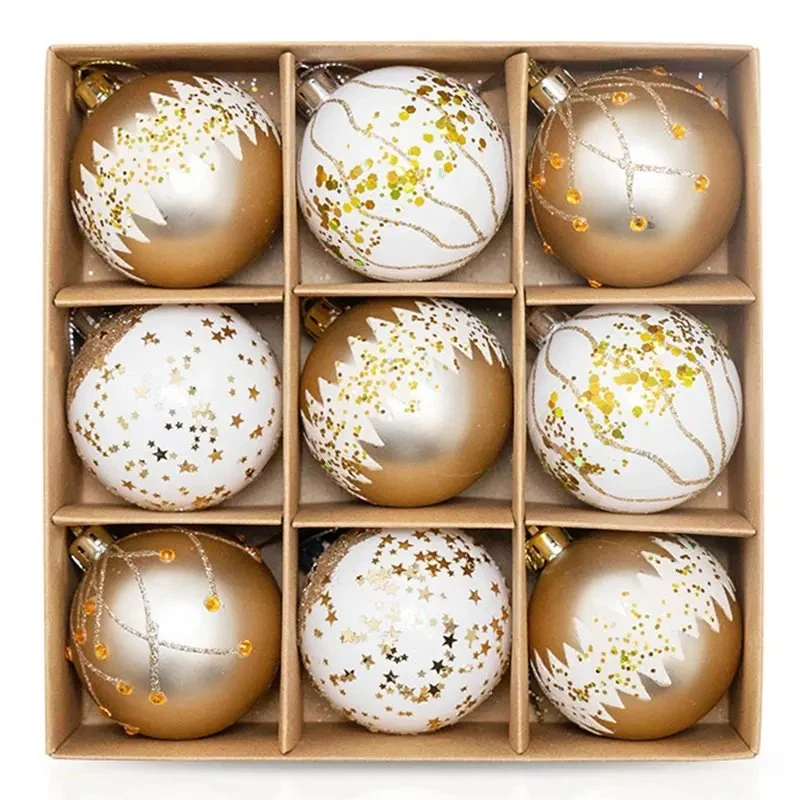 Silver Luxury Vintage Surprise Christmas Ball Christmas Printed Hanging Plastic Ball Ornaments