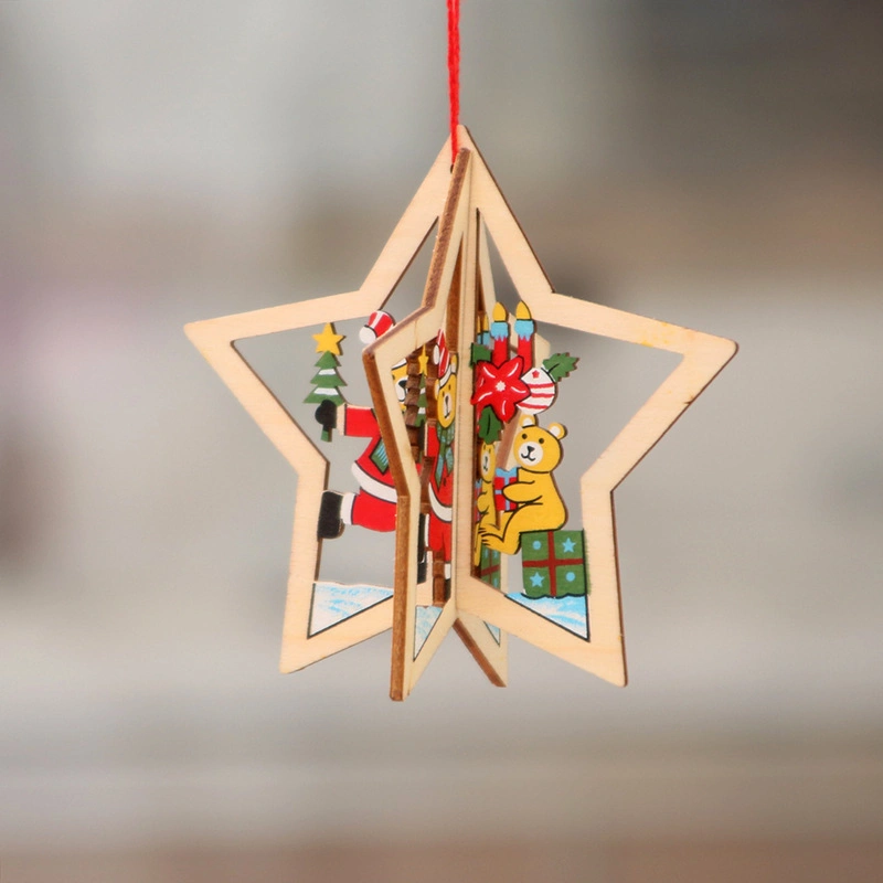 Custom Natural Beech Wood Promotional Christmas Decoration