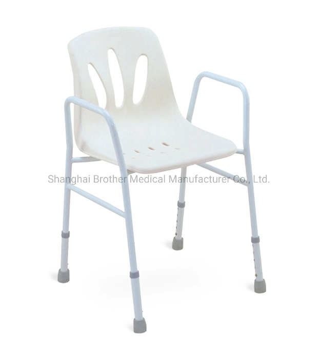 Ducha de aluminio silla con reposabrazos y asiento de plástico