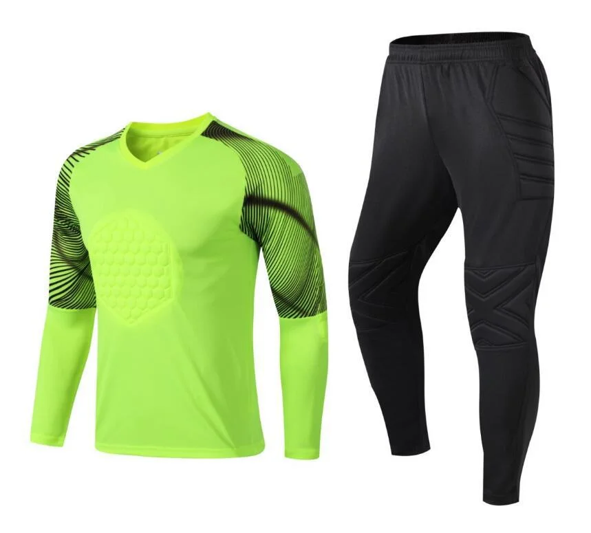 Long Sleeved Breathable Quick Dry Soccer Jersey Uniform in Stock Football Training Goalkeeper Jersey Set