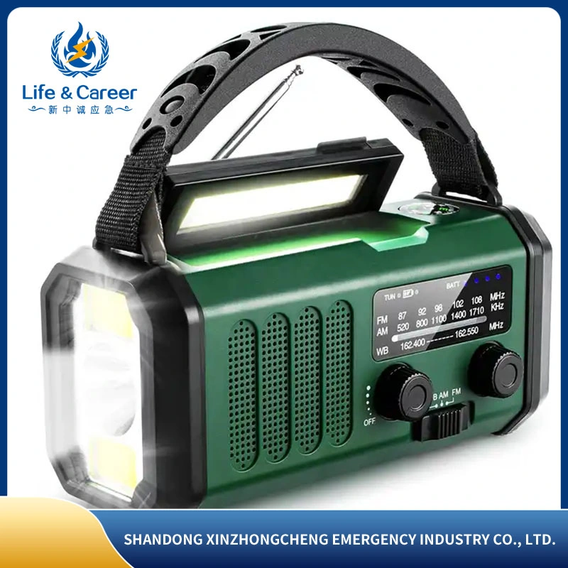 Multi-Function Waterproof Emergency Solar Weather Portable Crank Radio with Sos Alarm/LED Flashlight