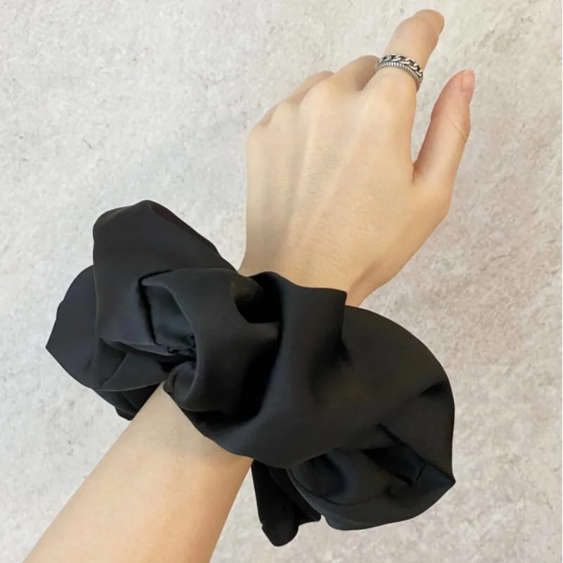 Korean Fashion Hair Scrunchies Customized High Grade Elastic Satin Hair Ties Solid Color Simple Hair Rope