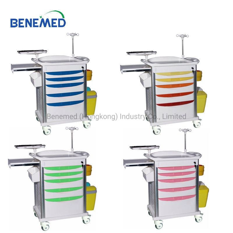 Good Quality Hospital ABS Plastic Mobile Emergency Trolley Bm-Et004