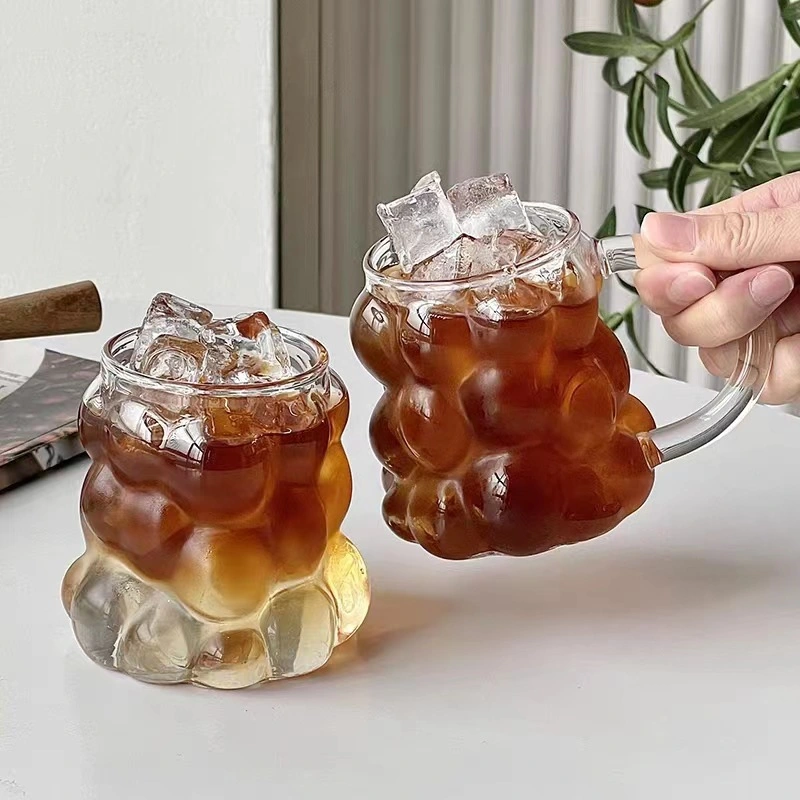 Garrafa de água de vidro transparente em forma de uva copo transparente encantador Caneca com pega bebida fria caneca de leite para café