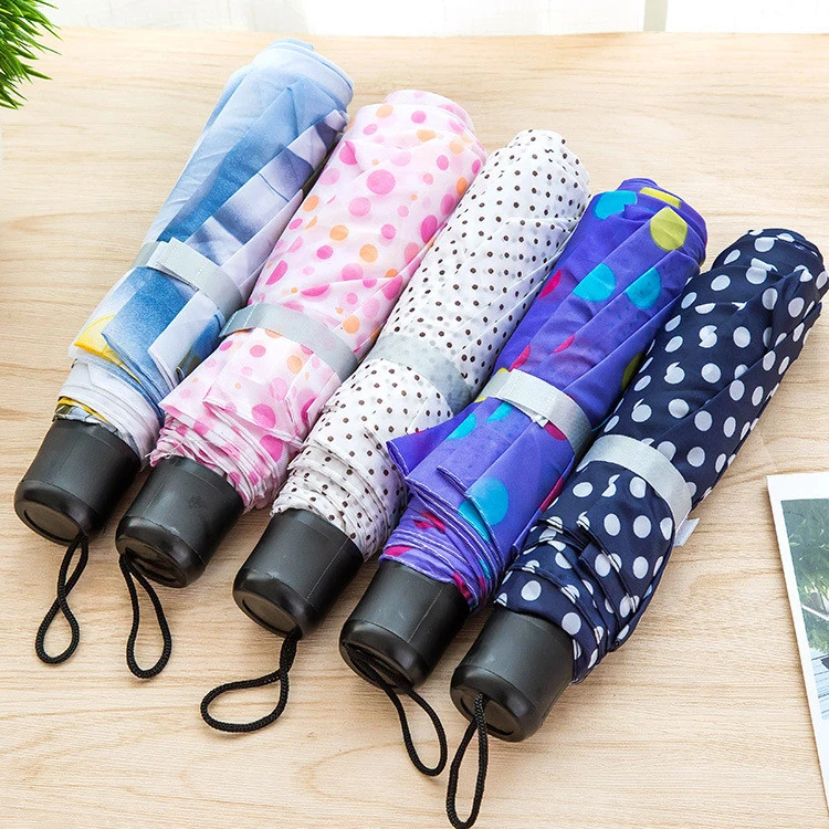 Men Women Compact Rain Paraguas Parapluie Sombrillas 3 Fold Mini Pocket Folding Promotional Gift Custom Print Cheap Umbrella for Outdoor