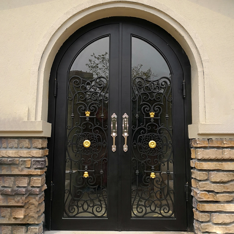 Chinese Supplier Customizes Metal French Double Wrought Iron Door Steel Door for Us Customer