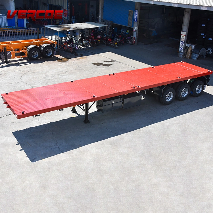 Good Quality Flat Bed Deck Semi Trailer 3 Axle 20FT 40FT 60FT 50FT Container Flatbed Semitruck Trailers for Vehicle