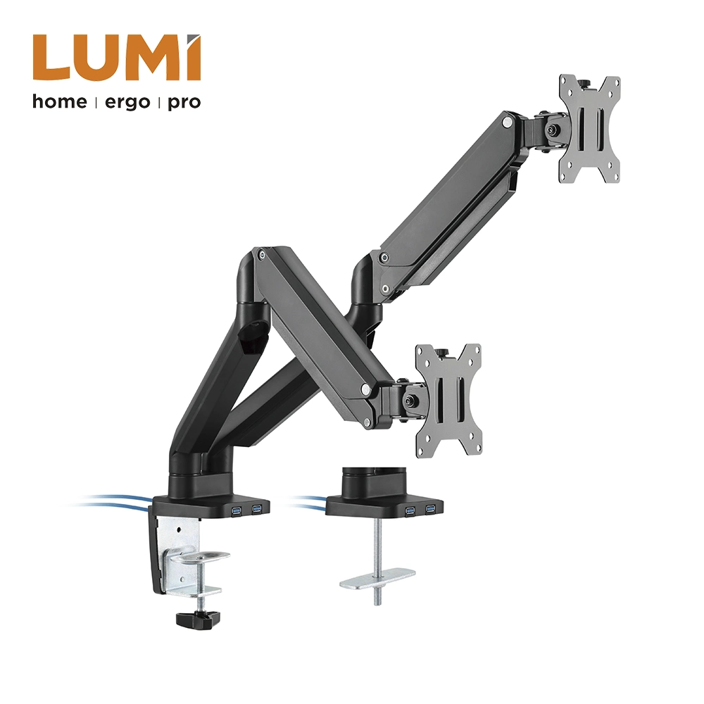 Dual-Monitore Aluminium Gasfeder Monitor Arm mit USB-Ports