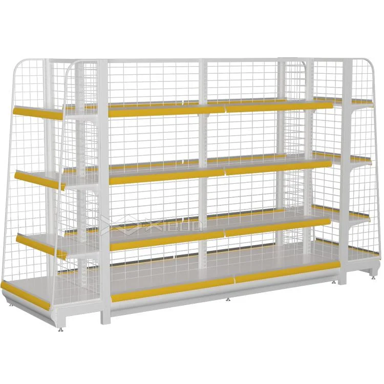 2022 Wire Mesh Gondola Shelving White Supermarket Racks Shelves