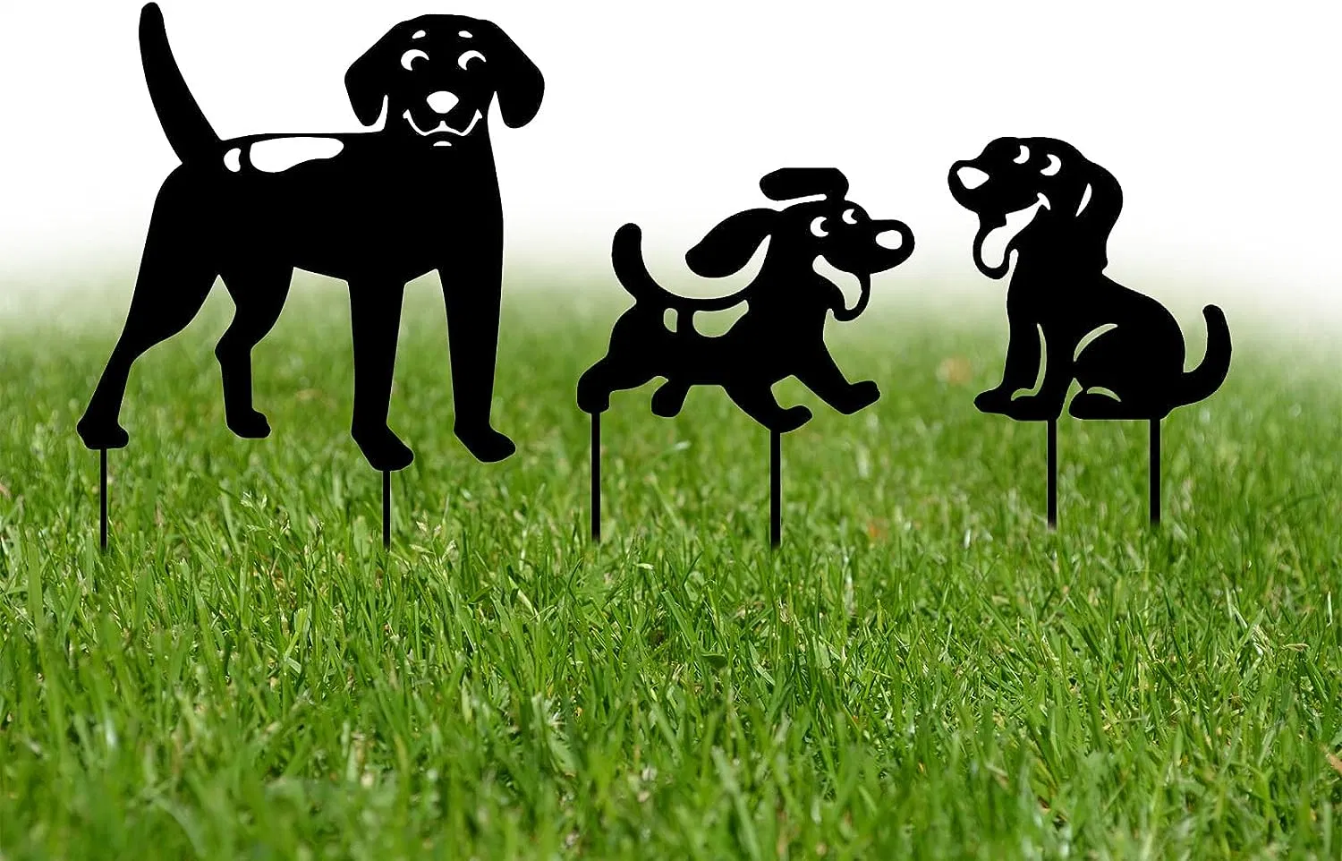 Dog Stake Decoration Yard Garden Outdoor Metal Art Dog Silhouette Decoration Steel Dogs Statue Adorable Ornament Gift