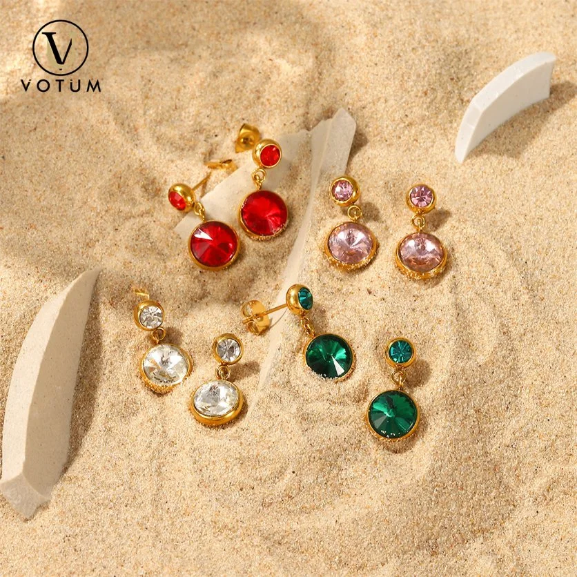 Votum الجملة الكوارتز كريستال 18K الذهب Plated Eardrop المحاجر مجوهرات نسائية فضية أنيقة 925