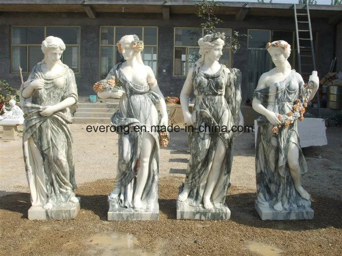 Customized Life-Size Four Season Stone Statue Marble Woman Stone Sculpture for Garden