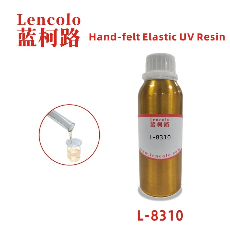 La sensación de mano de tacto suave y elástica de resina UV con especial elongación, una buena adherencia, Scracth resistencia por parte sensible de tinta UV, PET y tinta Peelable