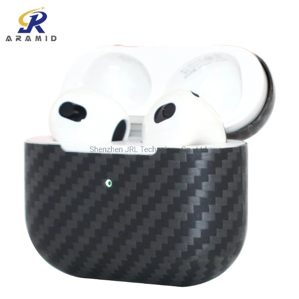 Couleur Noir mat Airpods 3 accessoires pour téléphones mobiles de cas en fibre de carbone