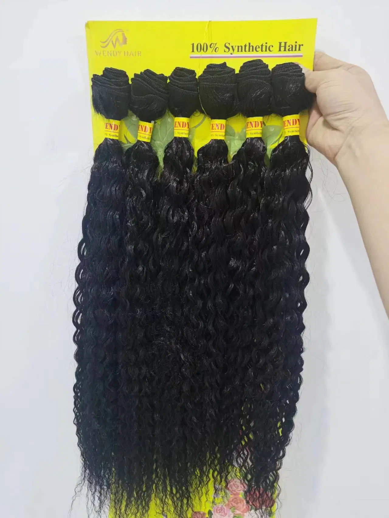 Los paquetes de cabello sintético 6 PCS Conjunto de paquete de 26 de 28 pulgadas el cabello rizado las extensiones de tejido de fibra resistente al calor suave