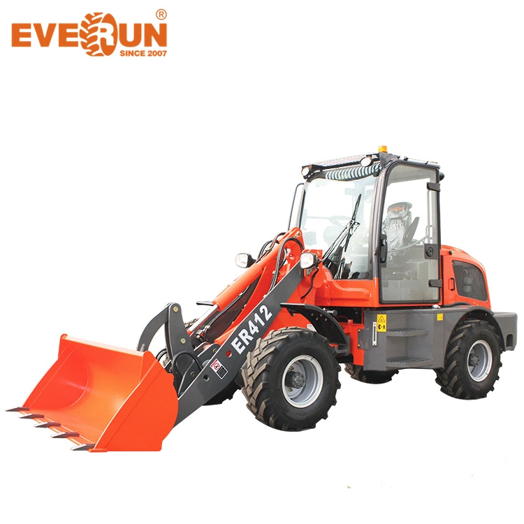 Er412 1.2Ton Everun Mini hidráulica cargador pequeño cargadora de ruedas con el soplador de nieve