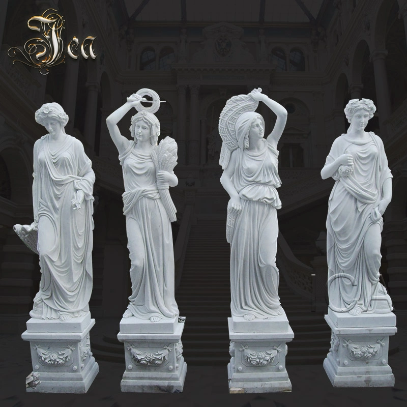 White Stone Garden Sculpture Four Season Angel Marble Statue