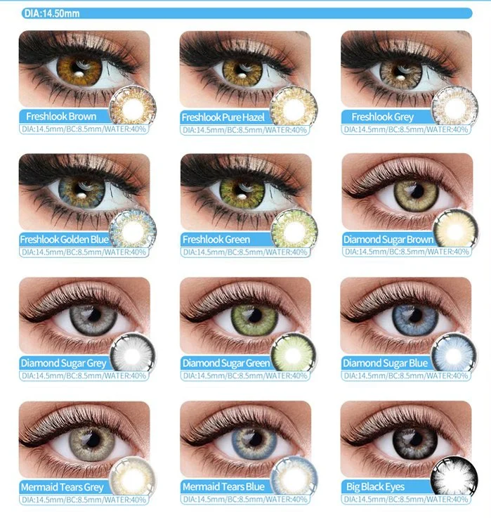 12 Colored Soft Beauty Eye Contact Lens Look Great Quality Color Contact Optical Lenses / OEM