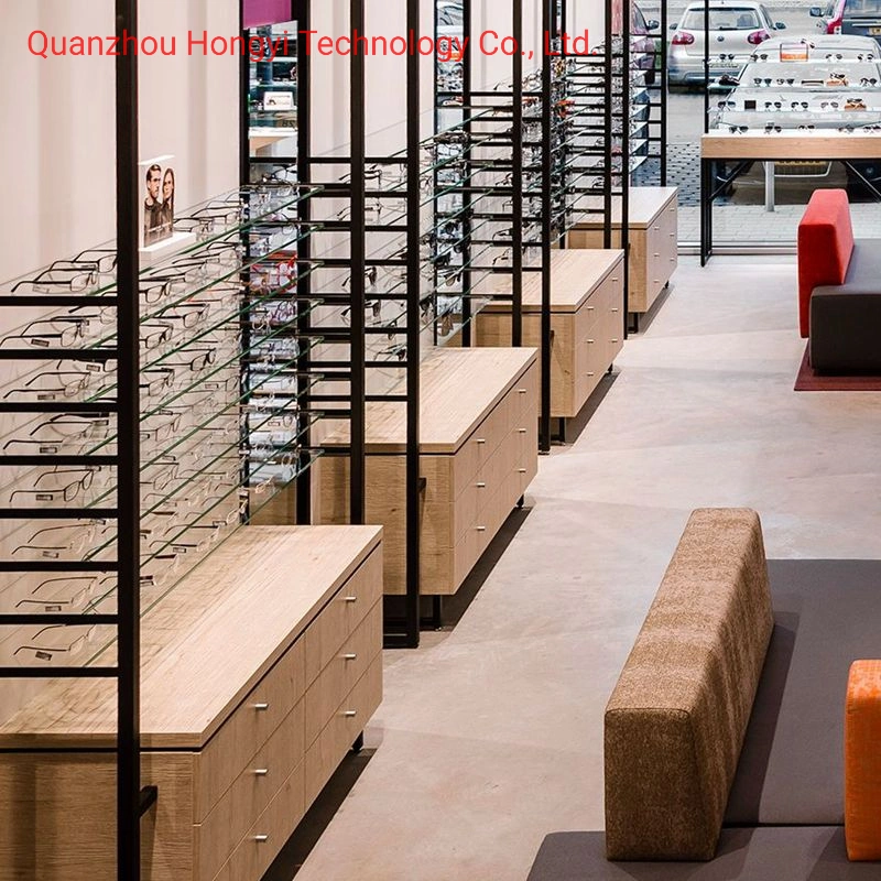 Showroom Decoration Wooden Glasses Display Showcase Optical Frames Store Fixtures Eyeglass Display Cabinet