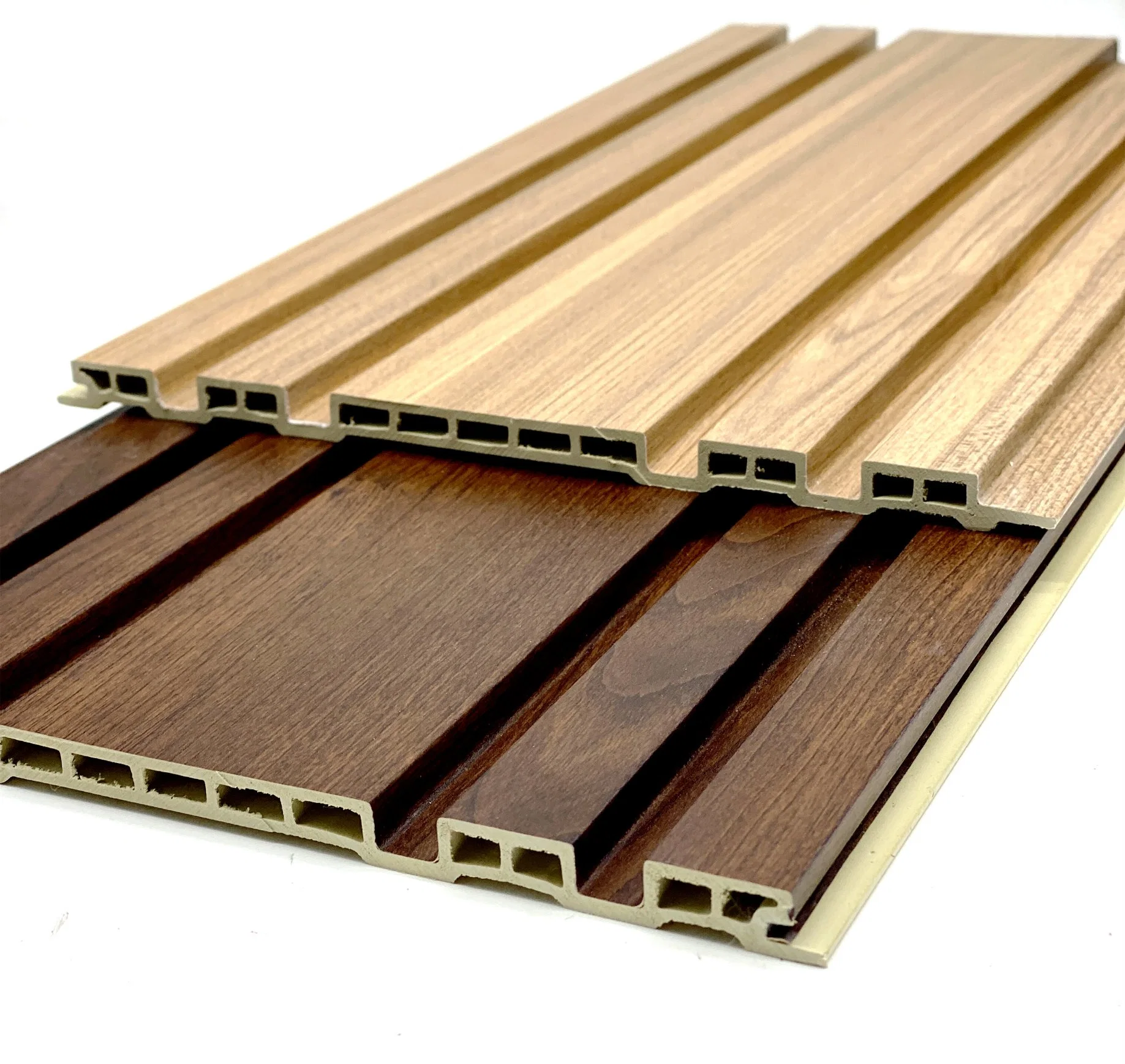 Fácil de instalar WPC Decoración Interior de PVC Panel de pared con pared Eco-Wood laminado Panel de la tablilla 195*10mm de la junta de la Gran Muralla