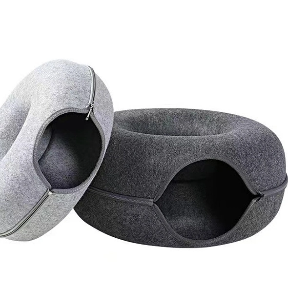 Felt Donut Cat Cote with Tunnel Suitable for Small Cat