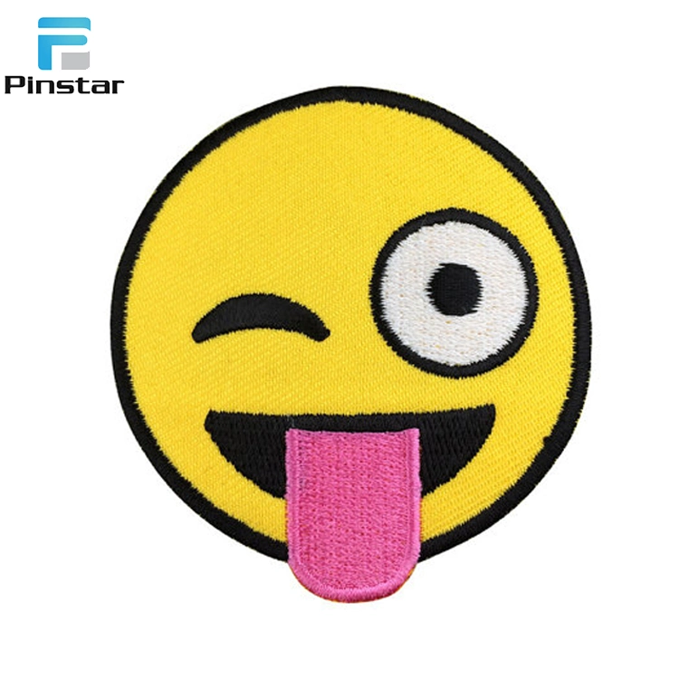 50mm Diameter Iron on Smiley Face Woven Badge Patch