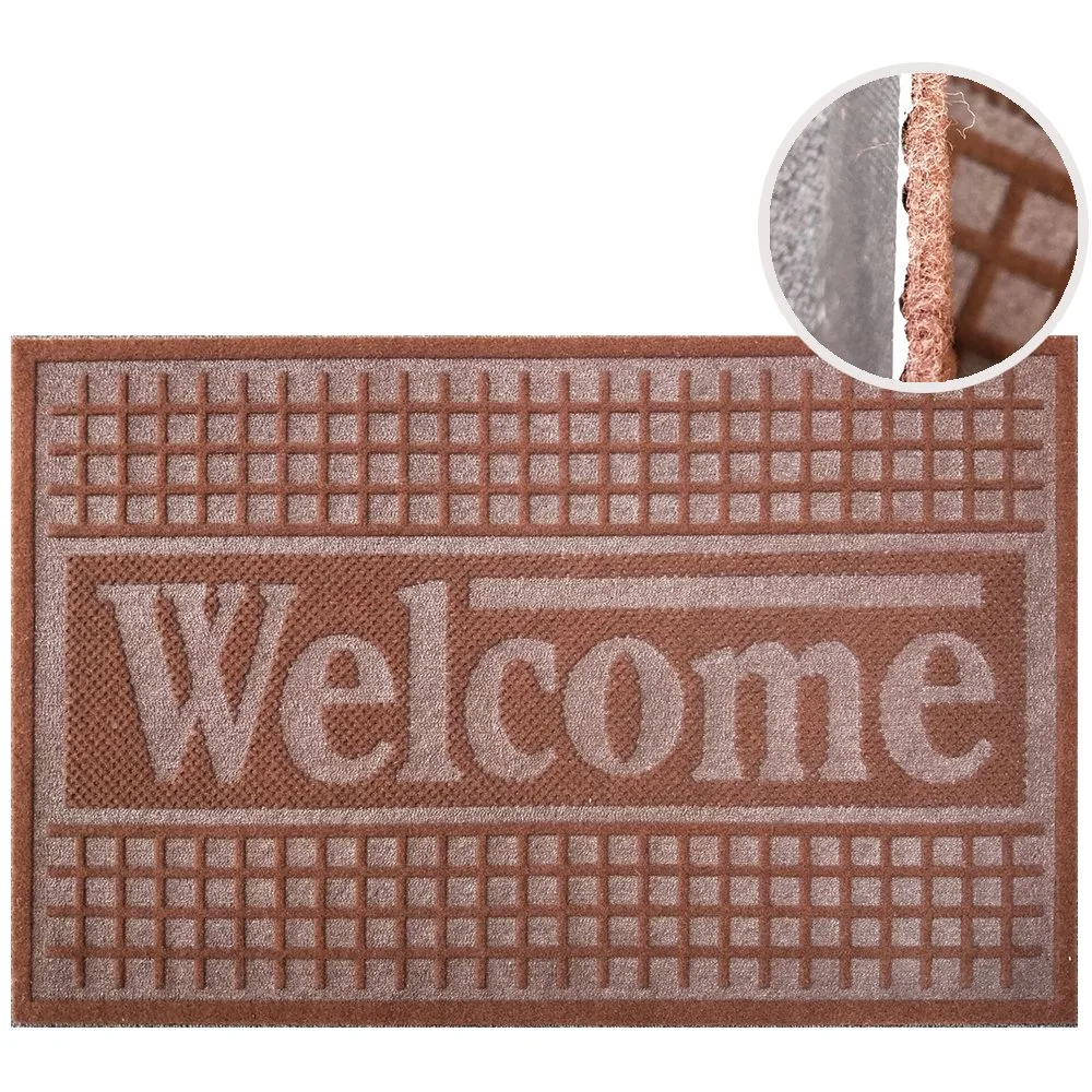 Indoor Outdoor Custom Design Polyester Nonwoven Surface Embossed Door Mat with PVC Backing