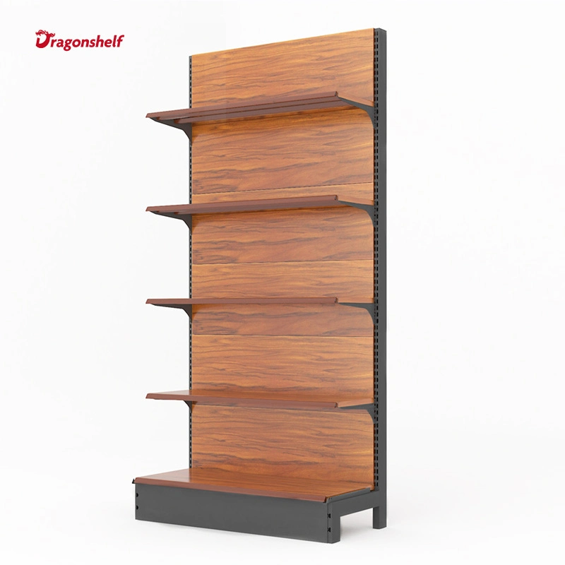 Dragonshelf Holz Gondel Supermarkt und Store Light Duty Kaltgewalzte Stahl Warenanzeige