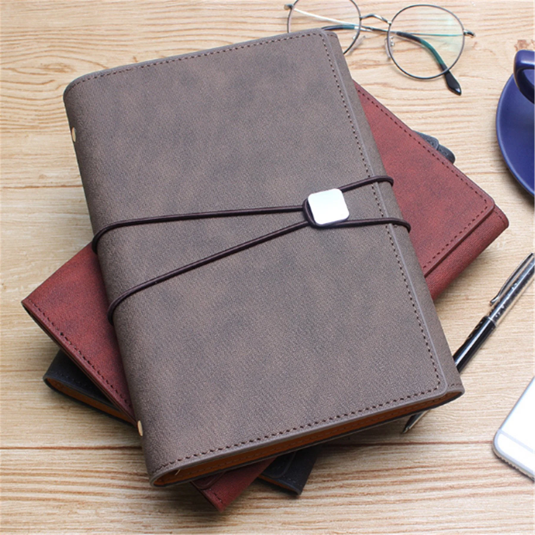 A5 Notepad 3 Fold Elastic Band Notebook Phone Holder Notebook Gift