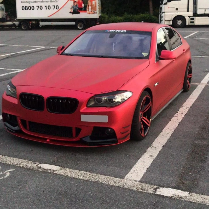 Satin Matte Red Car Wrap Vinyl Film Air Release Adhesive