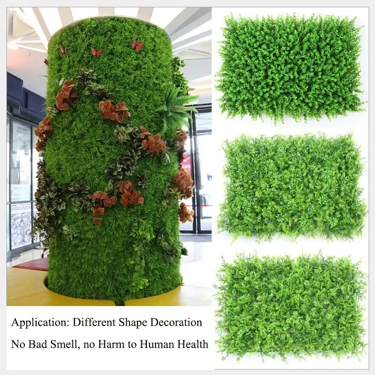 G-890 3D Home Wedding Indoor Faux Tropical Foliage Boxwood Hedges Vertical Artificial Silk Plastic Green Grass Plant Wall Decor