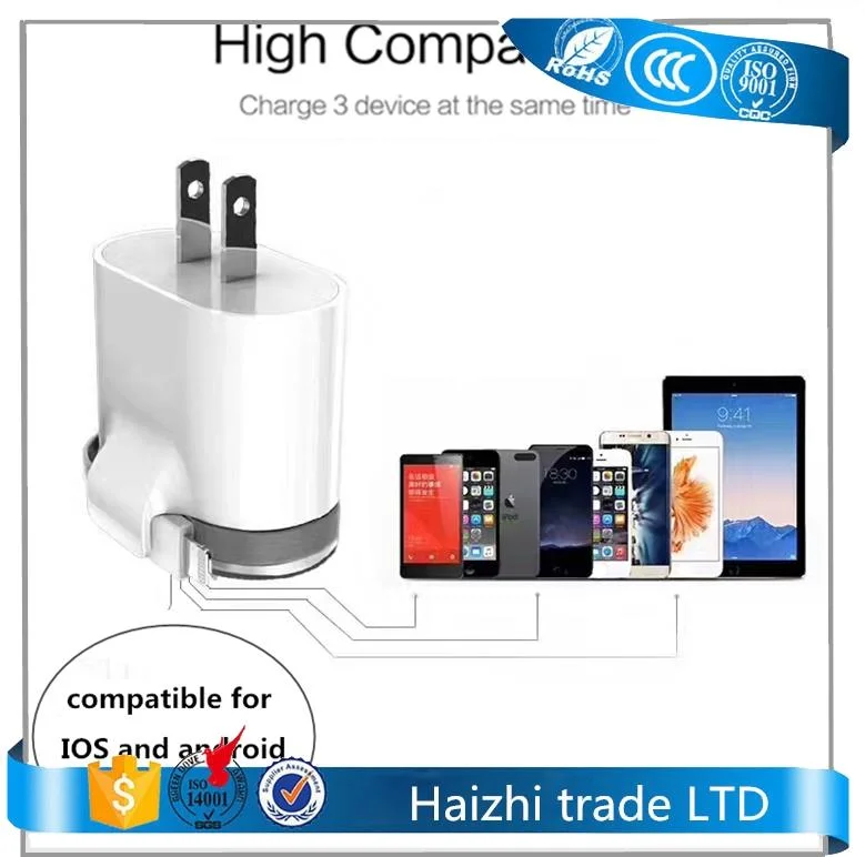 UE del adaptador del cargador de la potencia del recorrido de la pared de la CA del USB de los accesos duales de 5V 2.1A nosotros cargador elegante del teléfono móvil del enchufe para el iPhone Samsung