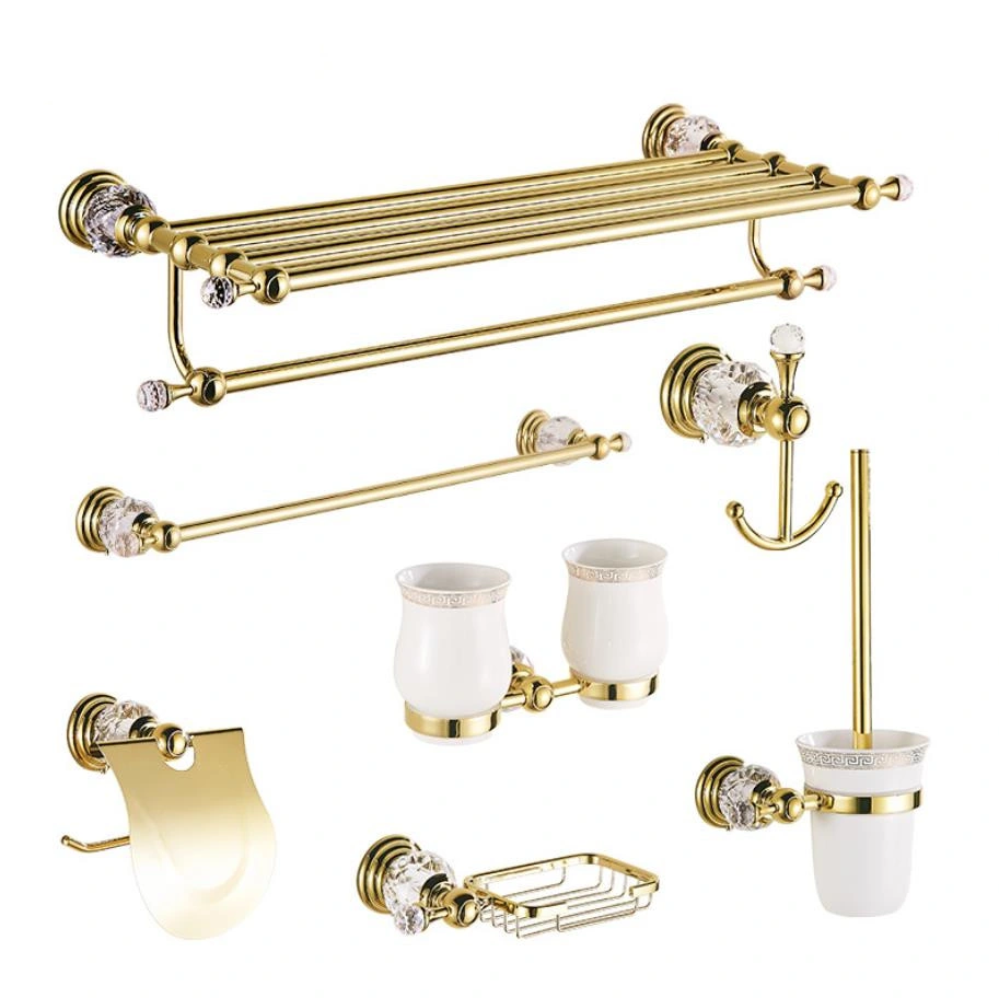 Gold Bathroom Accessories with Crystal