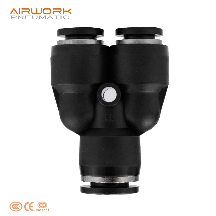 Pwy Pneumatic Fitting Supplier PVC Y Shape T Pipe Reducing Plastic Fitting PU Tube Connector