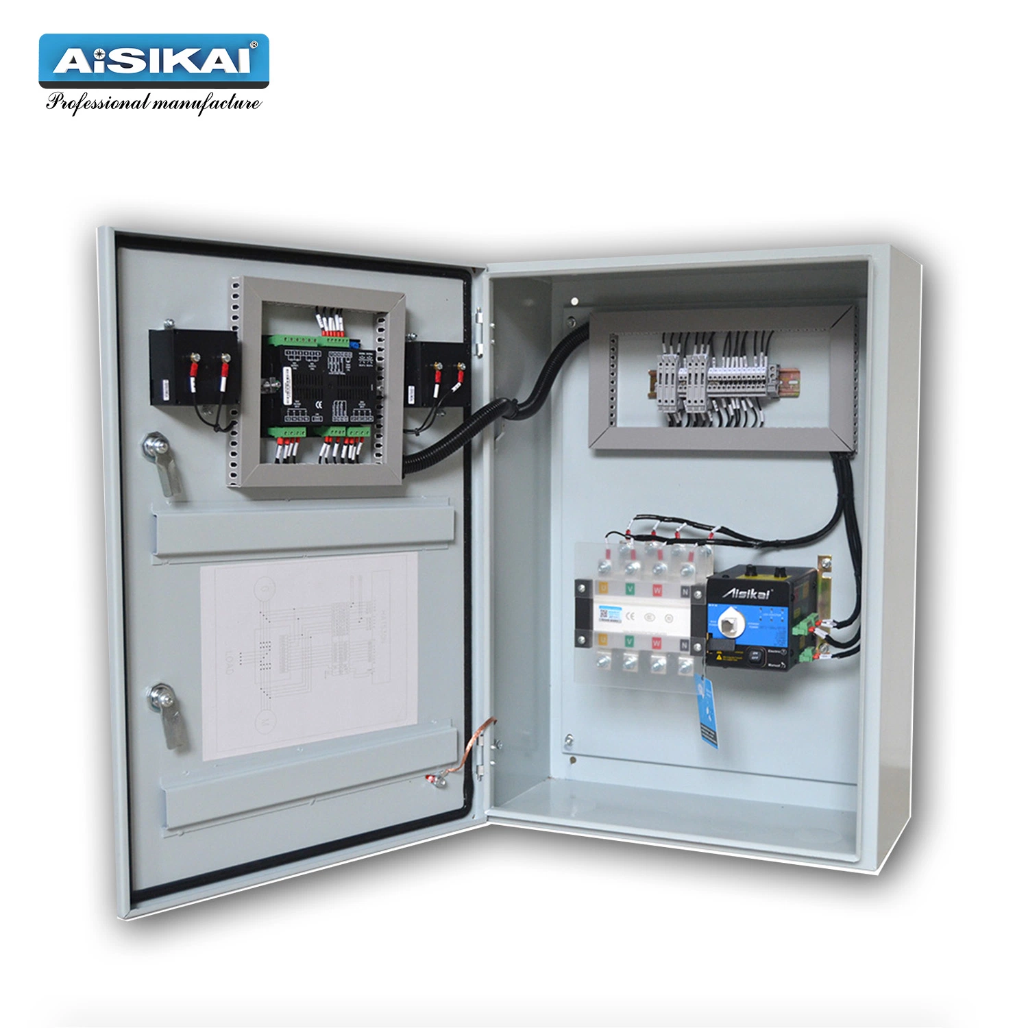 Aisikai Hot Selling Generator Control 380V/400V 125A 3p ATS Panel