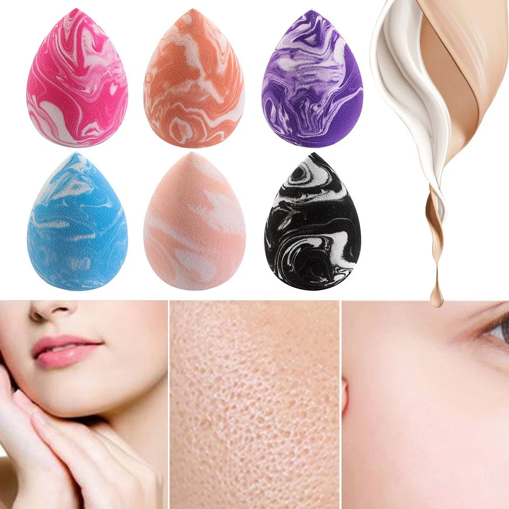Colorful Makeup Sponge Marbling Water-Drop Shape Foundation Concealer Sponge Mix Powder Cosmetic Puff Beauty Egg Make up Tools