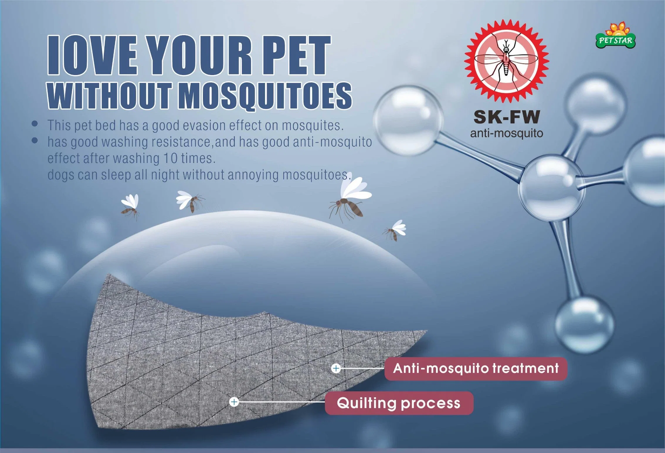 Waterproof Sk-Fw Pet Dog Anti-Mosqutito Orthopedic Bed