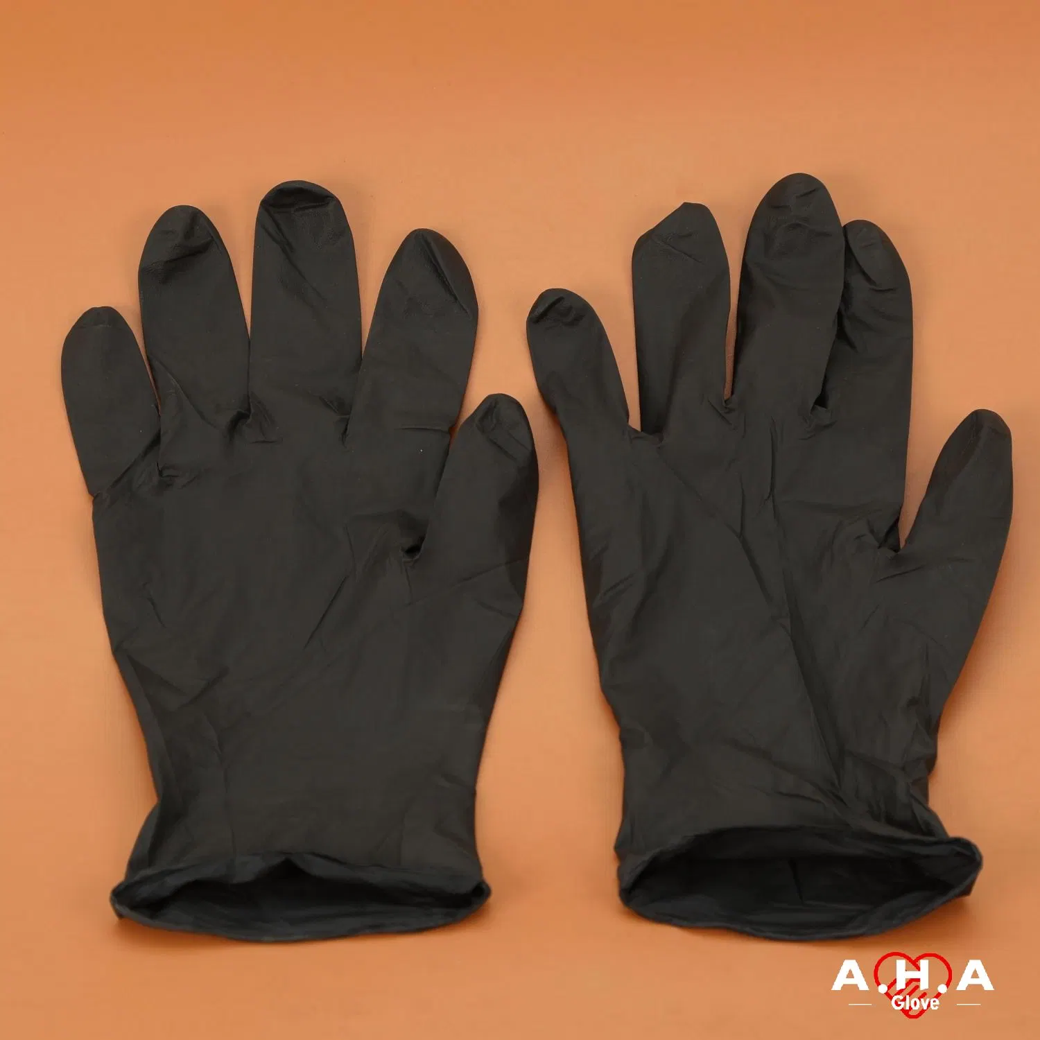 Robuste, schwarze Einweg-Schutzausrüstung aus Nitril mit Fingerhandstruktur Gummi-Exam Handschuh für Schönheit Salon Tattoo Allgemeine Zwecke