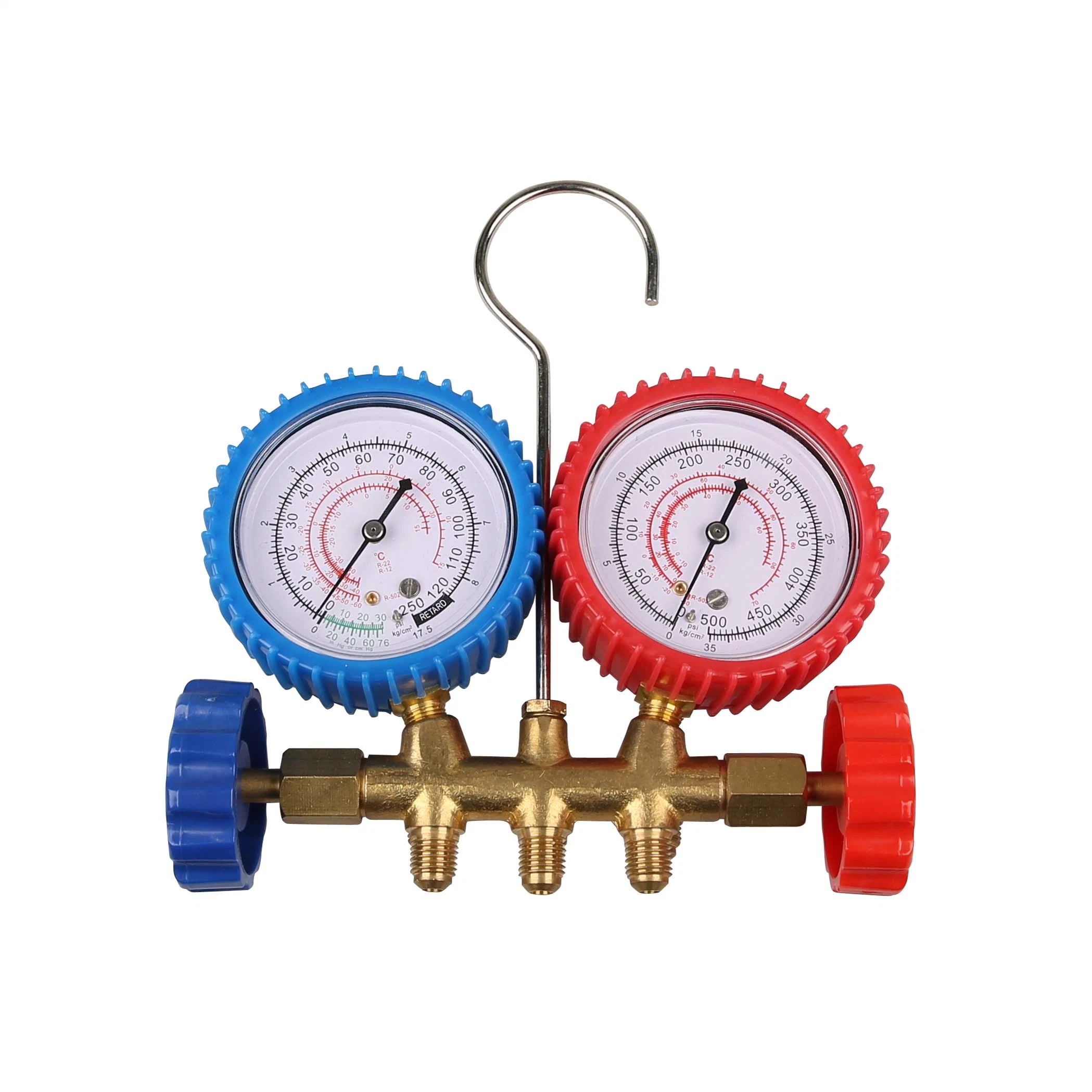 Aluminum R744 Manifold Gauge Dual Brass Set for Brass Adapter CT 536 Charging Horse